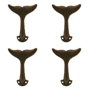 Whale Tail Drawer or Cabinet Pulls Cast Iron Set of 4